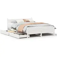 vidaXL - Bedframe - zonder - matras - massief - grenenhout - wit - 150x200 - cm