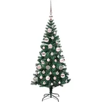 vidaXL Kunststof Voorverlichte Kerstboom Groen 120 cm PVC en Metalen