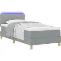vidaXL LED Box Spring Bed met hoofdeinde Lichtgrijs 90 x 190 cm Stof
