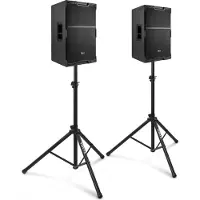 Power Dynamics PDY212A actieve speakerset met statieven - 12 inch - 1400W - Zwart