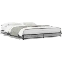 vidaXL Bedframe bewerkt hout metaal grijs sonoma eiken 120x200 cm