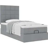 vidaXL Ottoman bed met matras 120x190 cm stof lichtgrijs