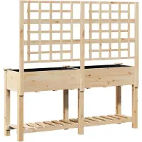 vidaXL Plantenbak Beige 203,5 x 54 x 152,5 cm Massief Vurenhout
