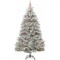 vidaXL Kunstkerstboom met 300 LED Groen en Wit 240 cm PVC en Metalen
