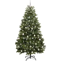 vidaXL Kunstkerstboom 210 cm 300 LED's Warmwit PVC en Staal Groen