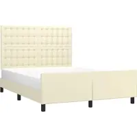 vidaXL Bedframe met hoofdbord kunstleer crèmekleurig 140x190 cm