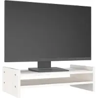 vidaXL Monitorstandaard 50x27x15 cm massief grenenhout wit