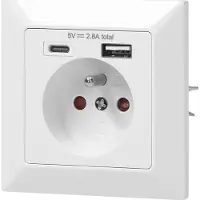 ORNO Wandcontactdoos - 1x CEE 7/3 - 1x USB-A - 1x USB-C - Penaarde - Wit