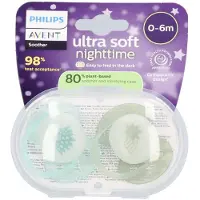 Philips Ultra Soft Night Time-fopspeen 0-6 maanden | Kaki/Groen 2 St Speen