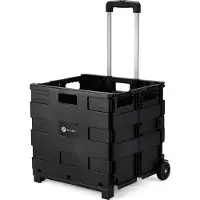 Packaway XL Opvouwbare Boodschappentrolley met wielen - Boodschappenkrat - Opbergbox - Vouwkrat - 50 Liter - Zwart