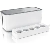 Bearware stekkerdoos met 5 stopcontacten, inclusief 4 USB-poorten, aan/uit-schakelaar, kinderbeveiliging, overspanningsbeveiliging, 1,50 meter kabel, inclusief kabelbox