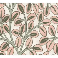 A.S. Création BLADEREN BEHANG | Retro - Grijs Groen Roze - Nordic Feeling