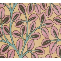A.S. Création BLADEREN BEHANG | Retro - Geel Bruin Roze Blauw - Nordic Feeling