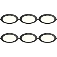 BES LED LED Downlight Inbouwspot Dimbaar 6 Stuks - Brinton Thin - 18W 1800lm 120° Bundelhoek - Natuurlijk Wit 4000K - IP40 - Rond - Zwart - Ø229mm Buitenmaat - Ø205mm Zaagmaat