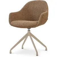 Nolon Nola-Mae Draaibare Eetkamerstoel Bruin Blend - Beige Onderstel - Comfortabel - Scandinavisch - Stoffen - Armstoel