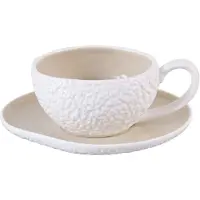 Bricard Barles Stone Koffieset - 12-delig - Wit/Taupe - 225ml - Porselein - Koffiekopjes