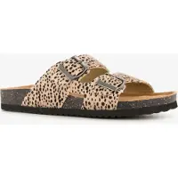 Scapino Dames bio slippers met panterprint beige zwart maat 42