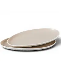 Bricard Barles Stone Schalen Set - 2-delig - 23x14x2cm - Wit/Taupe