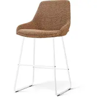 Nolon Nino-Isa barkruk bruin blend - wit onderstel - 65 cm - japandi - kookeiland - stoffen zitting