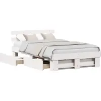 vidaXL Bedframe met hoofdeinde Wit 120 x 190 cm Massief grenenhout