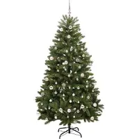 vidaXL Kunstkerstboom 240 cm 300 LED's Warmwit PVC en Staal Groen