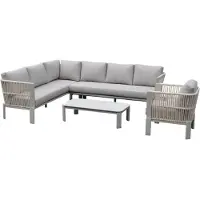 AVH-Collectie Veneto hoek loungeset 4 delig aluminium latte zand rope