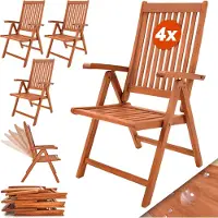 Casaria Tuinstoel Vanamo Set van 4 Eucalyptushout FSC-gecertificeerd
