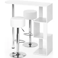 Vicco Vincent Bartafelset – 113 x 39.8 cm met 2 barkrukken Wit