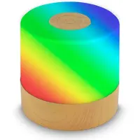 B.K.Licht - Oplaadbare RGB mini Tafellamp - met USB-C - draadloos - met kleurverandering - buitenlamp - 7x7 cm - houtkleurig