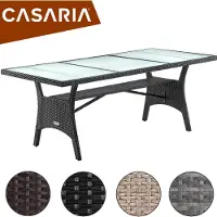 Casaria Polyrotan Tuintafel Takeo Crème 190x90x74cm Glas