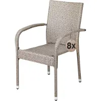 Casaria Polyrotan Tuinstoel Comfort 8 stuks Crème