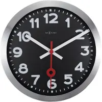 Nextime Station – Wandklok – 35 cm – Aluminium – Zwart