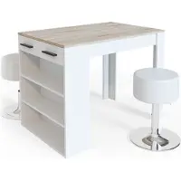 Vicco Repose Eettafel set – 67 x 100 cm met 2 krukken Sonoma/Wit