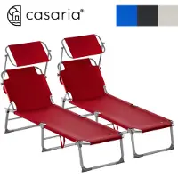 Casaria Ligbed Hawaï Set van 2 Rood Aluminium 195x60x30cm