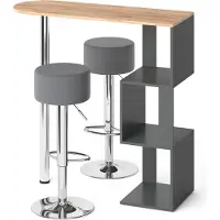 Vicco Vincent Bartafel set – 113 x 39.8 cm met 2 barkrukken Krachtige eik goud