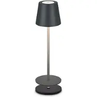 B.K.Licht - Oplaadbare LED Tafellamp - met oplaadstation - draadloos - IP44 - traploos dimbaar - bedlamp - 36x12 cm (HxD) - Antraciet