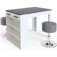 Vicco Repose Eettafel set – 67 x 100 cm met 2 krukken Antraciet/wit