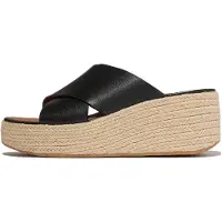 Original Brands Platfforms espadrille leather wedge cross slides