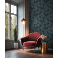 A.S. Création GEOMETRISCH PATROON BEHANG | Subtiel glanzend - Blauw Beige - Cuba II