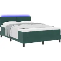 vidaXL LED Box Spring Bed Donkergroen 140 x 200 cm Fluweel