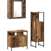 vidaXL Badkamermeubel Set 3 st Bruin 33 x 33 x 120,5 cm Bewerkt hout