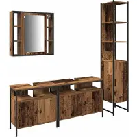 vidaXL Badkamermeubel Set 4 st Oud Hout 33 x 33 x 185,5 cm