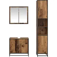 vidaXL Badkamermeubel Set 3 st Oud Hout 65 x 33 x 60 cm Bewerkt hout