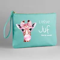 Bagbase Mint groen juf etui- juf cadeau- einde schooljaar- liefste juf-giraf etui- mint groen.