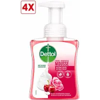 Dettol 4 x Handzeep Zachte Mousse - Antibacterieel - Roos & Kersenbloesem - 250 ml