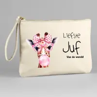 Bagbase Beige juf etui- juf cadeau- einde schooljaar- liefste juf-giraf etui Beige.