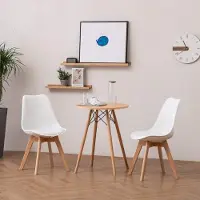 Glamour Oslo Luxe Eetkamerstoelen Set van 2 – Wit, Massief Houten Poten 28 mm, Gestoffeerde Design Stoelen met Comfortabele Zitting 55x48x83 cm