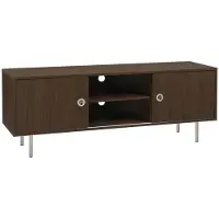 Sweeek - Vintage tv-meubel met 2 schuifdeuren en planken van houtdecor en roestvrij staal 140 cm - shelby