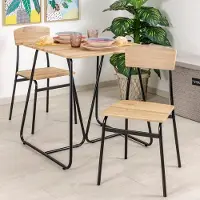 Glamour Moderne Eetkamerstoelen Set van 4 – Zwart Eikenlook Design – Lichtgewicht MDF & Staal – 35 x 46 x 81 cm