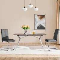 Glamour Titel (SEO geoptimaliseerd): Moderne Kunstleren Eetkamerstoelen Set van 2 – Hoge Rugleuning Comfort Stoelen 59 x 40,5 x 98,5 cm – Donkergrijs